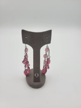Modern Pink Glass Beaded Dangle Earrings